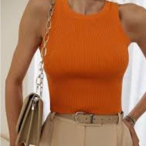 Zara knit orange ribbed crop top size small